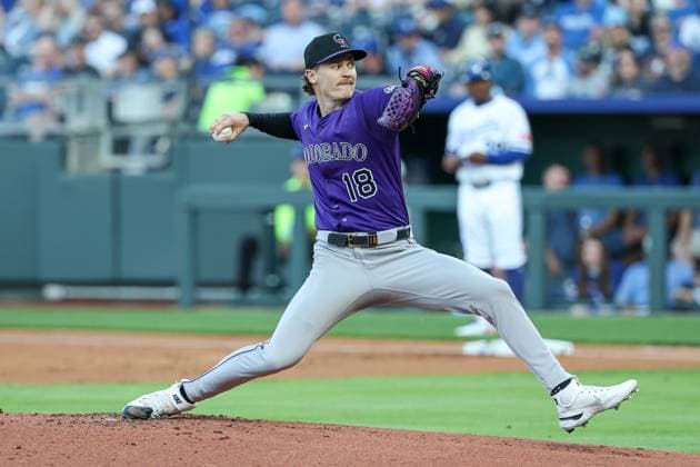 MLB, Baseball Herren, USA 2025: Rockies Vs Royals APR 22 April 22, 2025: Colorado Rockies starting pitcher Ryan Feltner (18) pitches against the Kansas City Royals during the first inning at Kauffman Stadium in Kansas City, MO. David Smith CSM (Credit Image: Â David Smith Cal Media) Kansas City Mo United States of America EDITORIAL USE ONLY Copyright: xx ZUMA-20250422_zma_c04_003.jpg DavidxSmithx csmphotothree377677