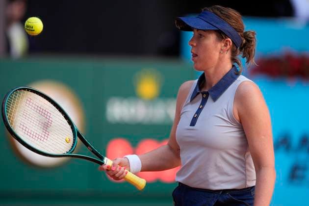 April 23, 2025, Madrid, Madrid, SPAIN: Anastasia Pavliuchenkova of Russia in action against Anastasija Sevastova of Latvia during the Mutua Madrid Open 2025, ATP, Tennis Herren Masters 1000 and WTA, Tennis Damen 1000, tennis tournament celebrated at Caja Magica on April 23, 2025 in Madrid, Spain. Madrid SPAIN - ZUMAa181 20250423_zaa_a181_025 Copyright: xOscarxJ.xBarrosox