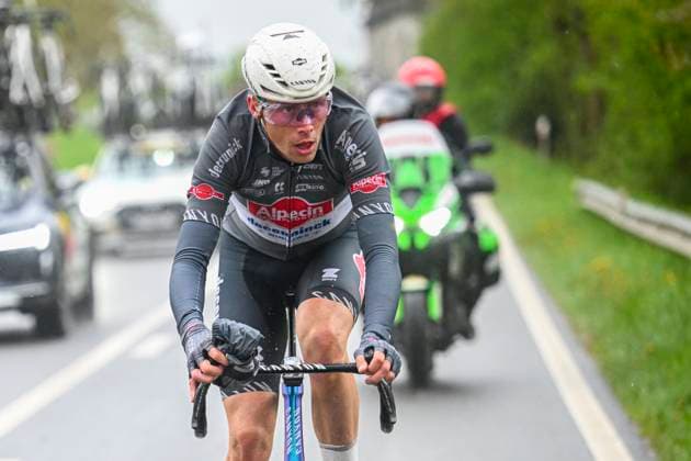 La Fleche Wallonne 2025 cycling race HUY, BELGIUM - APRIL 23 : Riesebeek Oscar (NED) of Alpecin - Deceuninck in action during the Men Elite UCI 1.Pro 89th A.S.O. La Fleche Wallonne cycling race with start in Ciney and finish in Huy (205,2 km) on April 23, 2025 in Huy, Belgium, 23 04 2025 ( Motordriver Guy De Vuyst & Huy Belgium  Copyright: xTomasxSiskx