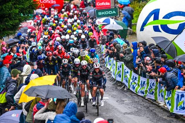 La Fleche Wallonne 2025 cycling race HUY, BELGIUM - APRIL 22 : Illustration picture of the peloton during the Men Elite UCI 1.Pro 89th A.S.O. La Fleche Wallonne cycling race with start in Ciney and finish in Huy (205,2 km) on April 22, 2025 in Huy, Belgium, 22 04 2025 Huy Belgium  Copyright: xVincentxKalutx