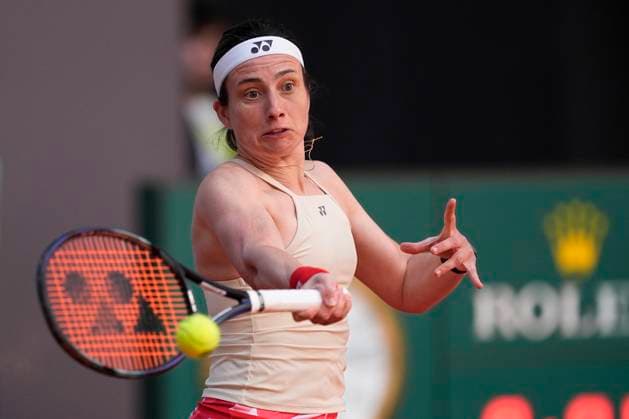 April 23, 2025, Madrid, Spain: ANASTASIJA SEVASTOVA of Latvia in action against A. Pavliuchenkova of Russia during their round of 128 match at the Mutua Madrid Open 2025, ATP, Tennis Herren Masters 1000 and WTA, Tennis Damen 1000, tennis tournament celebrated at Caja Magica in Madrid, Spain. Sevastova won 6:4, 7:5. Madrid Spain - ZUMAa181 20250423_zaa_a181_019 Copyright: xOscarxJ.xBarrosox