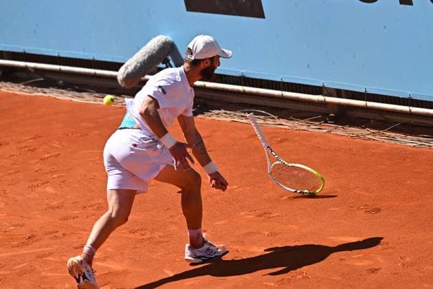 Mutua Madrid Open - First Round Corentin Moutet (FRA) during his first round match at the Mutua Madrid Open in Madrid , Spain, on April, 23, 2025. Photo by Corinne Dubreuil ABACAPRESS.COM Madrid Spain  Copyright: xDubreuilxCorinne ABACAx