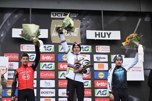 23-04-2025 La Fleche Wallonne; 2025, Uae Team Emirates - Xrg; 2025, Arkea - Beb Hotel; 2025 Q; Pogacar, Tadej; Vauquelin, Kevin; Pidcock, Thomas; Huy; 