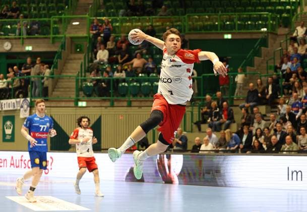 v.l. Johannes Wasielewski (Bergischer HC 77), Tim Matthes (HBW Balingen-Weilstetten 04) ,Elias Huber (HBW Balingen-Weilstetten 07), Bergischer HC 06 vs. HBW Balingen-Weilstetten, Handball, 2. HBL, Spielzeit 2024 2025, 23.04.2025 Bergischer HC 06 vs. HBW Balingen-Weilstetten, Handball, 2. HBL, Spielzeit 2024 2025, 23.04.2025 Wuppertal