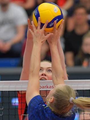 23.04.2025, Dresdens Emma Clothier, Volleyball, Bundesliga, Finalrunde, Dresdner SC - SSC Schwerin, (c) Dresden Deutschland
