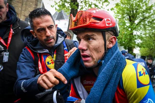 La Fleche Wallonne 2025 cycling race HUY, BELGIUM - APRIL 23 : Nys Thibau (BEL) of Lidl - Trek during the Men Elite UCI 1.Pro 89th A.S.O. La Fleche Wallonne cycling race with start in Ciney and finish in Huy (205,2 km) on April 23, 2025 in Huy, Belgium, 23 04 2025 Huy Belgium  Copyright: xVincentxKalutx