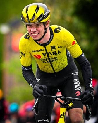 La Fleche Wallonne 2025 cycling race HUY, BELGIUM - APRIL 23 : Rider of Team Visma Lease a Bike during the Men Elite UCI 1.Pro 89th A.S.O. La Fleche Wallonne cycling race with start in Ciney and finish in Huy (205,2 km) on April 23, 2025 in Huy, Belgium, 23 04 2025 ( Motordriver Guy De Vuyst &  Copyright: xTomasxSiskx