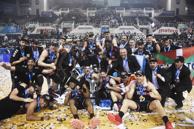 Bilder des Jahres 2025, Sport 04 April Sport Themen der Woche KW17 Sport Bilder des Tages April 23, 2025, Thessaloniki, Greece: Bilbao players celebrate after winning the Europe Cup Final game between PAOK BC vs Surne Bilbao Basket. Thessaloniki Greece - ZUMAp191 0813936902st Copyright: xGiannisxPapanikosx