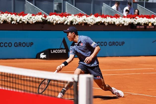 Kei Nishikori (JPN), APRIL 24, 2025 - Tennis : Kei Nishikori during singles round of 128 match against Aleksandar Vukic on the ATP, Tennis Herren tour Masters 1000 tournaments Mutua Madrid Open tennis tournament at the Caja Magica in Madrid, Spain. Noxthirdxpartyxsales  (288546841)