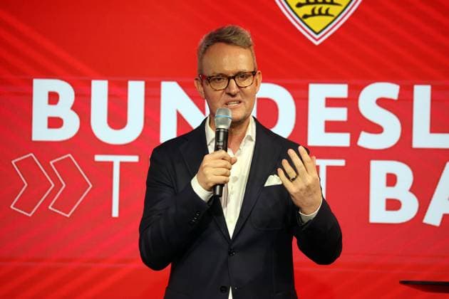 24.04.25 Talk-Format Bundesliga trifft Basis Deutschland, Stuttgart, 24.04.2025, Fussball, Bundesliga, VfB Stuttgart, Talk-Format Bundesliga trifft Basis : Alexander Wehrle (Vorstandsvorsitzender VfB Stuttgart).
