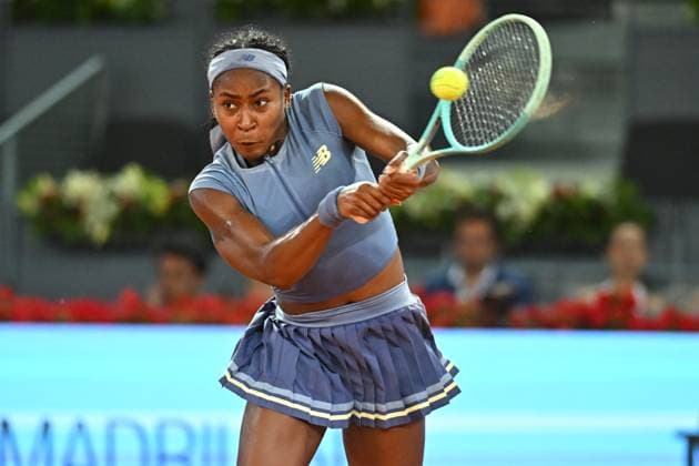 Mutua Madrid Open - Madrid Coco Gauff (USA) during her first round match at the Mutua Madrid Open in Madrid , Spain, on April, 24, 2025. Photo by Corinne Dubreuil ABACAPRESS.COM Madrid Spain  Copyright: xDubreuilxCorinne ABACAx
