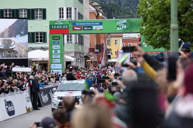 CYCLING - Tour of the Alps 2025 LIENZ,AUSTRIA,25.APR.25 - CYCLING - Tour of the Alps, stage 5, Lienz - Lienz. Image shows an overview of the start.  GEPAxpictures xDavidxGeieregger