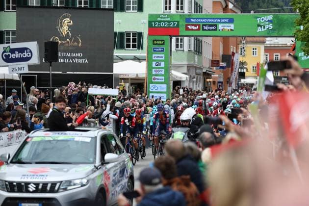 CYCLING - Tour of the Alps 2025 LIENZ,AUSTRIA,25.APR.25 - CYCLING - Tour of the Alps, stage 5, Lienz - Lienz. Image shows an overview of the start.  GEPAxpictures xDavidxGeieregger
