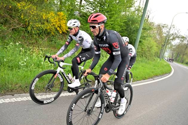 Liege Bastogne Liege 2025 Training 25 04 2025 Liege, Belgium - April 25 : Alaphilippe Julian (FRA) of Tudor Pro Cycling Team pictured during a training session prior to the 111 edition of Liege Bastogne Liege a cycling race of 252 kms with start in Liege and finish in Liege on April 25, 2025 in Liege, Belgium, 25 04 2025 ( Motordriver Guy De Vuyst - Liege Belgium  Copyright: xSesx