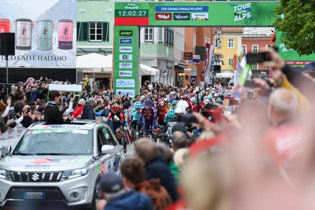 CYCLING - Tour of the Alps 2025 LIENZ,AUSTRIA,25.APR.25 - CYCLING - Tour of the Alps, stage 5, Lienz - Lienz. Image shows the start of the 5th stage.  GEPAxpictures xDavidxGeieregger