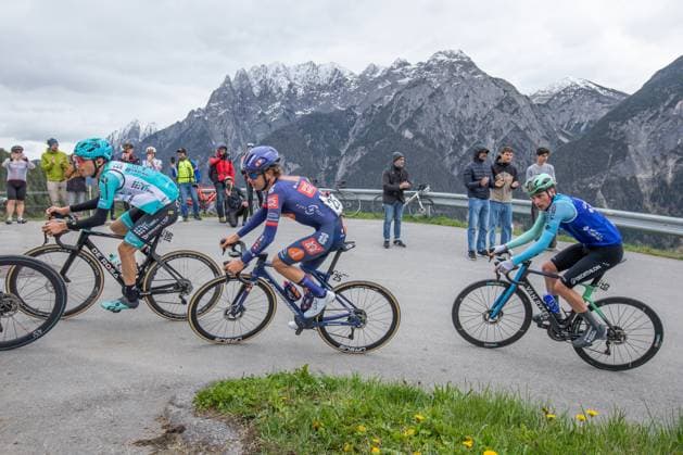 CYCLING - Tour of the Alps 2025 LIENZ,AUSTRIA,25.APR.25 - CYCLING - Tour of the Alps, stage 5, Lienz - Lienz. Image shows Manuele Tarozzi (ITA VF Group-Bardiani CSF-Faizane), Matteo Vanhuffel (BEL Picnic PostNL) and Nocilas Prodhomme (FRA Decathlon AG2R la Mondiale).  GEPAxpictures xDavidxGeieregger