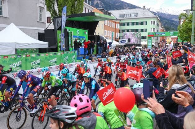 CYCLING - Tour of the Alps 2025 LIENZ,AUSTRIA,25.APR.25 - CYCLING - Tour of the Alps, stage 5, Lienz - Lienz. Image shows start of the 5th stage.  GEPAxpictures xDavidxGeieregger
