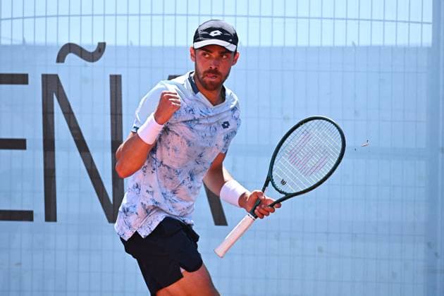 Mutua Madrid Open Men - Spain Benjamin Bonzi (FRA) during his second round match at the Mutua Madrid Open in Madrid, Spain, on April, 25, 2025. Photo by Corinne Dubreuil ABACAPRESS.COM Madrid Spain  Copyright: xDubreuilxCorinne ABACAx
