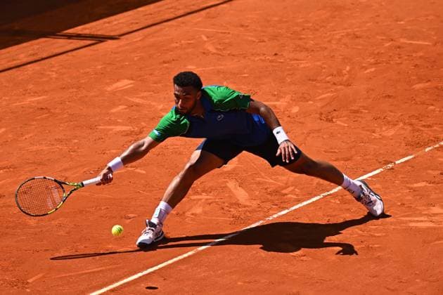 Mutua Madrid Open Men - Spain Arthur Fils (FRA) during his first round match at the Mutua Madrid Open in Madrid, Spain, on April, 25, 2025. Photo by Corinne Dubreuil ABACAPRESS.COM Madrid Spain  Copyright: xDubreuilxCorinne ABACAx
