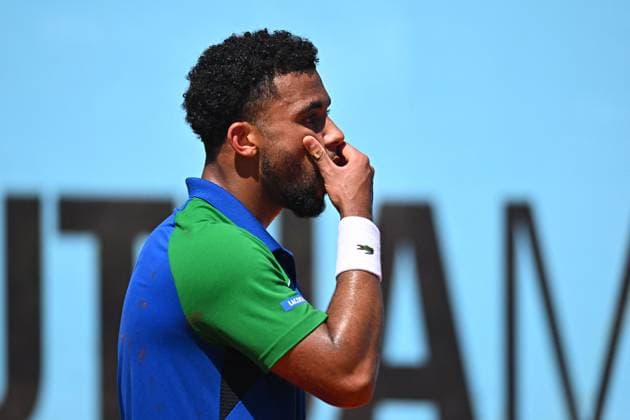 Mutua Madrid Open Men - Spain Arthur Fils (FRA) during his first round match at the Mutua Madrid Open in Madrid, Spain, on April, 25, 2025. Photo by Corinne Dubreuil ABACAPRESS.COM Madrid Spain  Copyright: xDubreuilxCorinne ABACAx