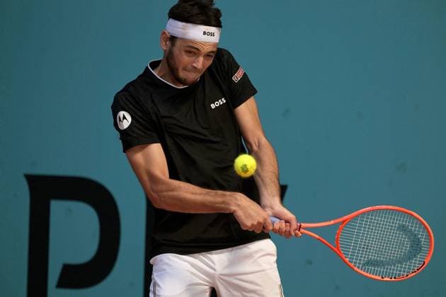 April 25, 2025, Madrid, Madrid, Spain: TAYLOR FRITZ of Australia during his match against CHRISTOPHER OÃ‚Â CONNELL of Australia on Day Five of the Mutua Madrid Open at La Caja Magica. Madrid Spain - ZUMAd308 20250425_zsp_d308_014 Copyright: xJuanxCarlosxLucasx