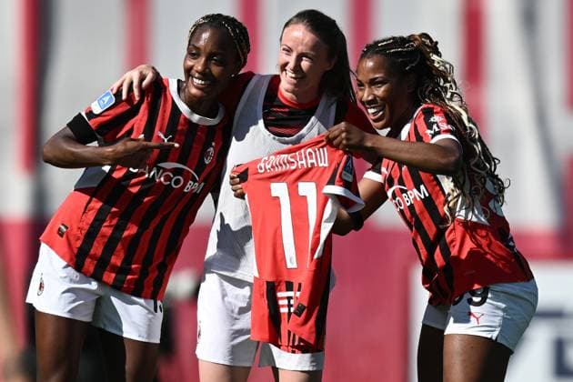 Db Milano 25 04 2025 - campionato di serie A femminile Milan-Inter foto Daniele Buffa Image nella foto: esultanza gol Chante -Mary Dompig 