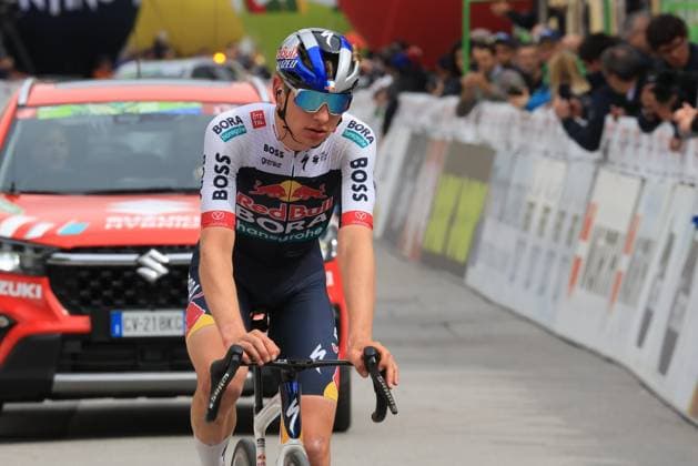 Tour des Alpes 2025 - UCI Cycling Race Tour of the Alps Pierre Teyssot MAXPPP ; Tour des Alpes 2025 - UCI Cycling Race Tour of the Alps. Lienz, Austria on April 25, 2025. Stage 5, 112.2 km from Lienz to Lienz. Emil Herzog (GER) Red Bull Bora Pierre Teyssot Maxppp Lienz Lienz Osttirol Austria  Copyright: xMAXPPPxPierrexTeyssotx TEP65082 TEP65082