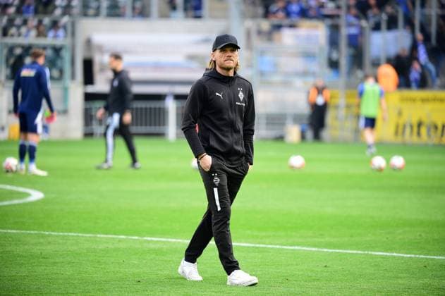 25.04.2025; Moenchengladbach; Fussball, Herren, Regionalliga West, Saison 2024 2025, Borussia Moenchengladbach U23 vs. MSV Duisburg Eugen Polanski (Trainer Gladbach U23) DFL regulations prohibit any use of photographs as image sequences and or quasi-video. Borussia-Park NRW Deutschland