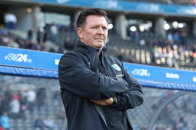 25.04.2025, xtgx, Fussball - 2.Bundesliga, Hertha BSC Berlin - 1.FC Magdeburg emspor, v.l. Christian Titz (Magdeburg, Trainer) (DFL DFB REGULATIONS PROHIBIT ANY USE OF PHOTOGRAPHS as IMAGE SEQUENCES and or QUASI-VIDEO) Berlin