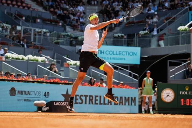 Mutua Madrid Open 2025, MADRID, SPAIN - APRIL 25: Alexander Zverev from Germany during his Second Round Men’s Singles Match against Roberto Bautista Agut from Spain on Day Four at the Mutua Madrid Open at La Caja Magica on April 25, 2025 in Madrid, Spain. (Photo by Andy Astfalck) Copyright: xBEAUTIFULxSPORTS Astfalckx