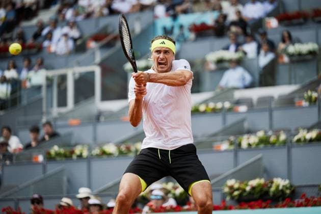 Mutua Madrid Open 2025, MADRID, SPAIN - APRIL 25: Alexander Zverev from Germany during his Second Round Men’s Singles Match against Roberto Bautista Agut from Spain on Day Four at the Mutua Madrid Open at La Caja Magica on April 25, 2025 in Madrid, Spain. (Photo by Andy Astfalck) Copyright: xBEAUTIFULxSPORTS Astfalckx