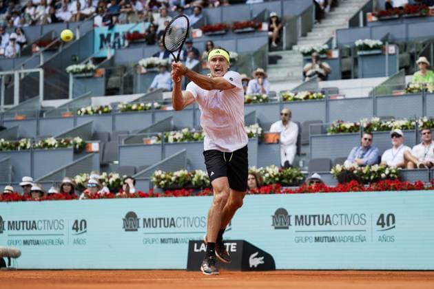 Mutua Madrid Open 2025, MADRID, SPAIN - APRIL 25: Alexander Zverev from Germany during his Second Round Men’s Singles Match against Roberto Bautista Agut from Spain on Day Four at the Mutua Madrid Open at La Caja Magica on April 25, 2025 in Madrid, Spain. (Photo by Andy Astfalck) Copyright: xBEAUTIFULxSPORTS Astfalckx