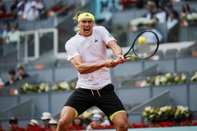 Mutua Madrid Open 2025, MADRID, SPAIN - APRIL 25: Alexander Zverev from Germany during his Second Round Men’s Singles Match against Roberto Bautista Agut from Spain on Day Four at the Mutua Madrid Open at La Caja Magica on April 25, 2025 in Madrid, Spain. (Photo by Andy Astfalck) Copyright: xBEAUTIFULxSPORTS Astfalckx