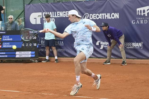 Lukas Neumayer (AUT) in action during the semi-final match of ATP, Tennis Herren Roma Garden Open against Vilius Gaubas (LTU) at Tennis Club Garden on April 25, 2025 in Rome, Italy  Copyright: xRobertoxBettacchi IPAxSportx xipa-agency.netx xx IPA_56885151 IPA_Agency_IPA56885151