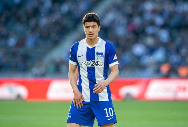 Fussball, Herren, Saison 2024 2025, 2. Bundesliga (31. Spieltag), Hertha BSC - 1. FC Magdeburg, Ibrahim Maza (Hertha BSC), 25.04. 2025,