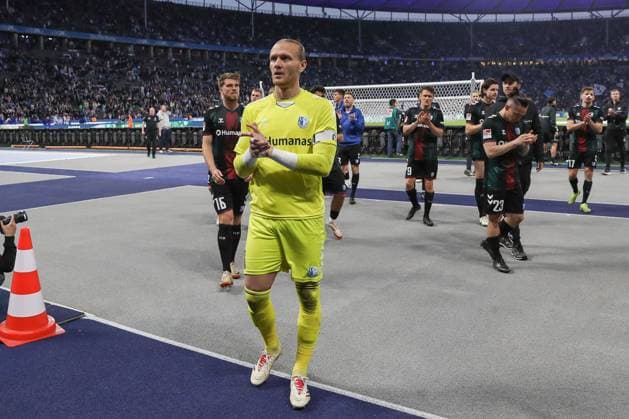 25.04.2025, xtgx, Fussball - 2.Bundesliga, Hertha BSC Berlin - 1.FC Magdeburg emspor, v.l. Dominik Reimann (Magdeburg, 1) (DFL DFB REGULATIONS PROHIBIT ANY USE OF PHOTOGRAPHS as IMAGE SEQUENCES and or QUASI-VIDEO) Berlin
