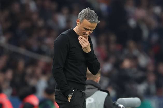 2025.04.25 Parc des Princes, La Ligue 1 J.31 Paris Saint Germain - OGC Nice v.l., Coach, Trainer Luis Enrique (Paris Saint-Germain) nachdenklich Copyright: JoaquimxFerreira