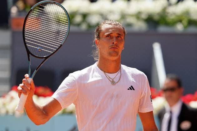 Alexander Zverev, Germany, during Madrid Open Tennis 2025 match. April 25, 2025. (20250425107)