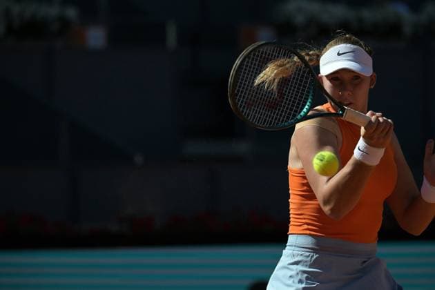 April 26, 2025, Madrid, Madrid, Spain: MIRRA ANDRo°YEVA of Russia during her match against MAGDALENA FRECH of Poland on Day Six of the Mutua Madrid Open at La Caja Magica. Madrid Spain - ZUMAd308 20250426_zsp_d308_003 Copyright: xJuanxCarlosxLucasx