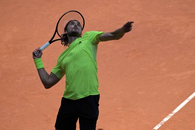 April 26, 2025, Madrid, Madrid, Spain: STo°FANOS TSITSIPoÂS of Greece during his match against JAN-LENNARD STRUFF of Germany on Day Six of the Mutua Madrid Open at La Caja Magica. TsitsipoÂ¡s won 3-6, 6-4, 6-3. Madrid Spain - ZUMAd308 20250426_zsp_d308_046 Copyright: xJuanxCarlosxLucasx