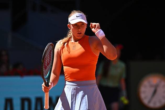 Mutua Madrid Open - Second Round Mirra Andrea (RUS) during hier second round match at the Mutua Madrid Open in Madrid , Spain, on April, 26, 2025. Photo by Corinne Dubreuil ABACAPRESS.COM Madrid Spain  Copyright: xDubreuilxCorinne ABACAx