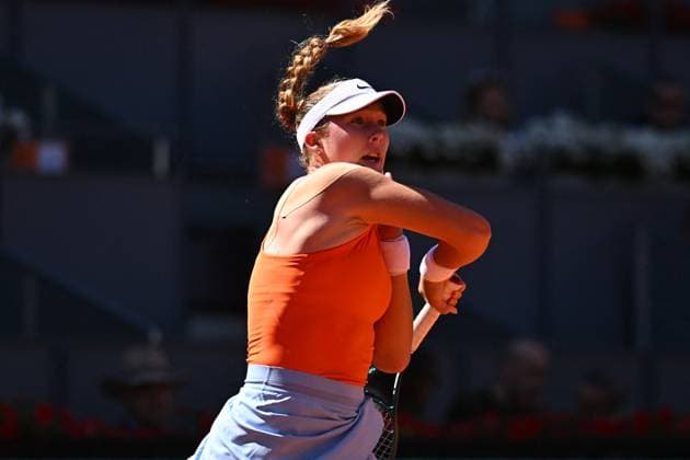 Mutua Madrid Open - Second Round Mirra Andrea (RUS) during hier second round match at the Mutua Madrid Open in Madrid , Spain, on April, 26, 2025. Photo by Corinne Dubreuil ABACAPRESS.COM Madrid Spain  Copyright: xDubreuilxCorinne ABACAx