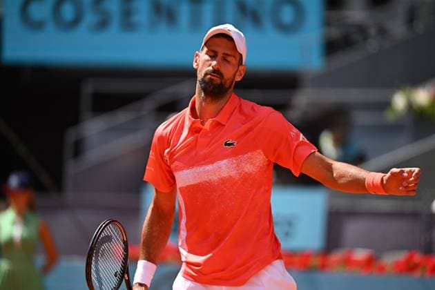 Mutua Madrid Open - Men s First Round Novak Djokovic (SRB) during his first round match at the Mutua Madrid Open in Madrid , Spain, on April, 26, 2025. Photo by Corinne Dubreuil ABACAPRESS.COM Madrid Spain  Copyright: xDubreuilxCorinne ABACAx