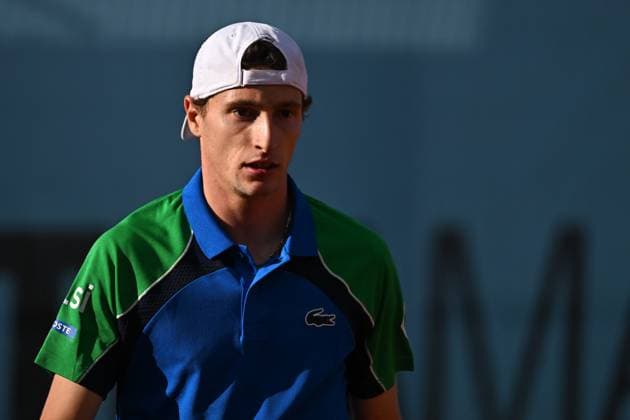 Mutua Madrid Open - Men s Second Round Ugo Humbert (FRA) during his second round match at the Mutua Madrid Open in Madrid , Spain, on April, 26, 2025. Photo by Corinne Dubreuil ABACAPRESS.COM Madrid Spain  Copyright: xDubreuilxCorinne ABACAx