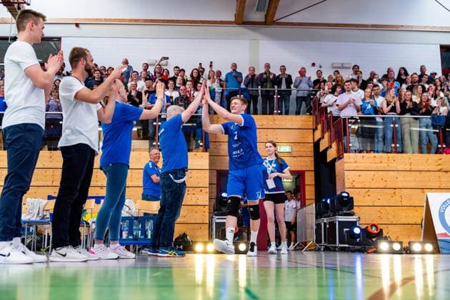 26.04.2025, GER, Volleyball, 2.BL Maenner Sued, Saison 2024 2025, Blue Volleys Gotha - Ceratonia Volleys Eltmann Richard Werner (Blue Volleys Gotha) 99867 Gotha Sporthalle Sportanlage Ernesti Thüringen Deutschland