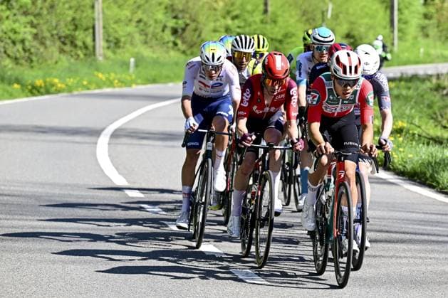 Argentine Eduardo Sepulveda of Lotto Cycling Team and Norwegian Sakarias Koller Loland of Uno-X Mobility pictured in action during the men elite race of the Liege-Bastogne-Liege one day cycling event, 252km from Liege, over Bastogne to Liege, Sunday 27 April 2025. MAARTENxSTRAETEMANS  x121972800x