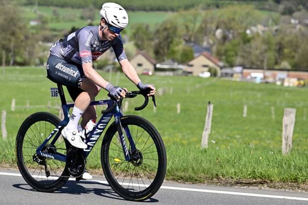 Belgian Stan Van Tricht of Alpecin-Deceuninck pictured in action during the men elite race of the Liege-Bastogne-Liege one day cycling event, 252km from Liege, over Bastogne to Liege, Sunday 27 April 2025. MAARTENxSTRAETEMANS  x121974320x
