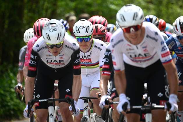 Liege Bastogne Liege 2025 Cycling Race LIEGE, BELGIUM - APRIL 27 : Pogacar Tadej (SLO) of UAE Team Emirates - XRG in action during the 111th edition of Liege Bastogne Liege an UCI World Tour 1.UWT cycling race for Men Elite of 252 km with start and finish in Liege on April 27, 2025 in Liege, Belgium, 27-04-25 ( Motordriver Guy De Vuyst - Liege Belgium  Copyright: xPeterxDexVoechtx