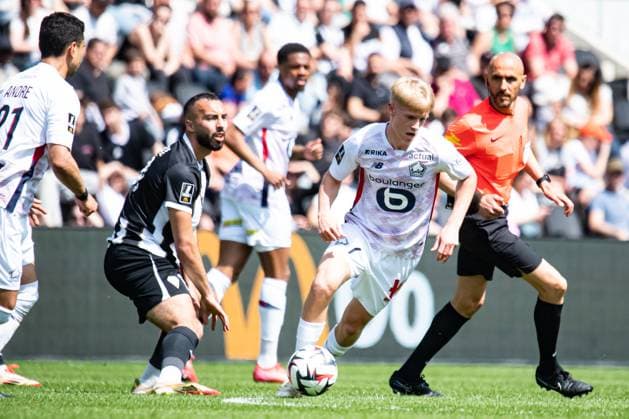 FOOTBALL : SCO Angers vs Lille OSC - Ligue 1 - JournÃ e 31 - 27 04 2025 Hakon Arnar Haraldsson (Lille OSC) AngersFrance  Copyright: xBaptistexAutissierx
