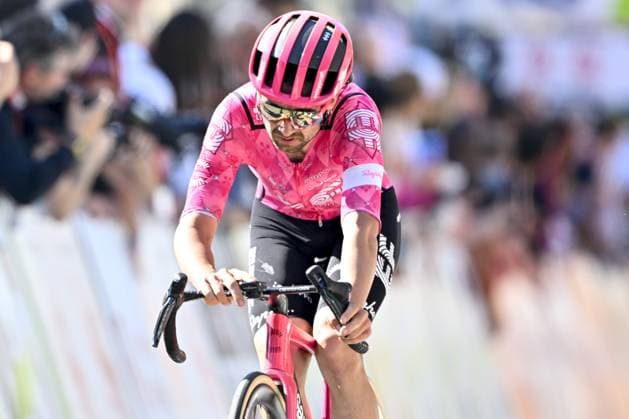Irish Ben Healy of EF Education-EasyPost pictured in action during the men elite race of the Liege-Bastogne-Liege one day cycling event, 252km from Liege, over Bastogne to Liege, Sunday 27 April 2025. ERICxLALMAND  x121994326x